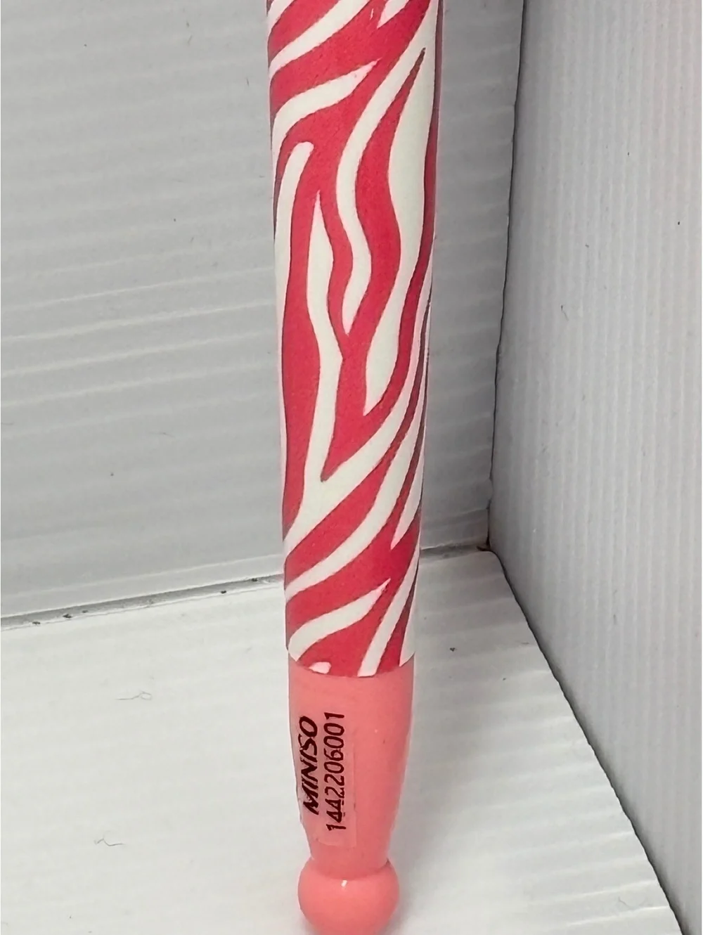 Miniso Pen Pink and White Cat Paw Pen with Zebra Print Barrel -NEW